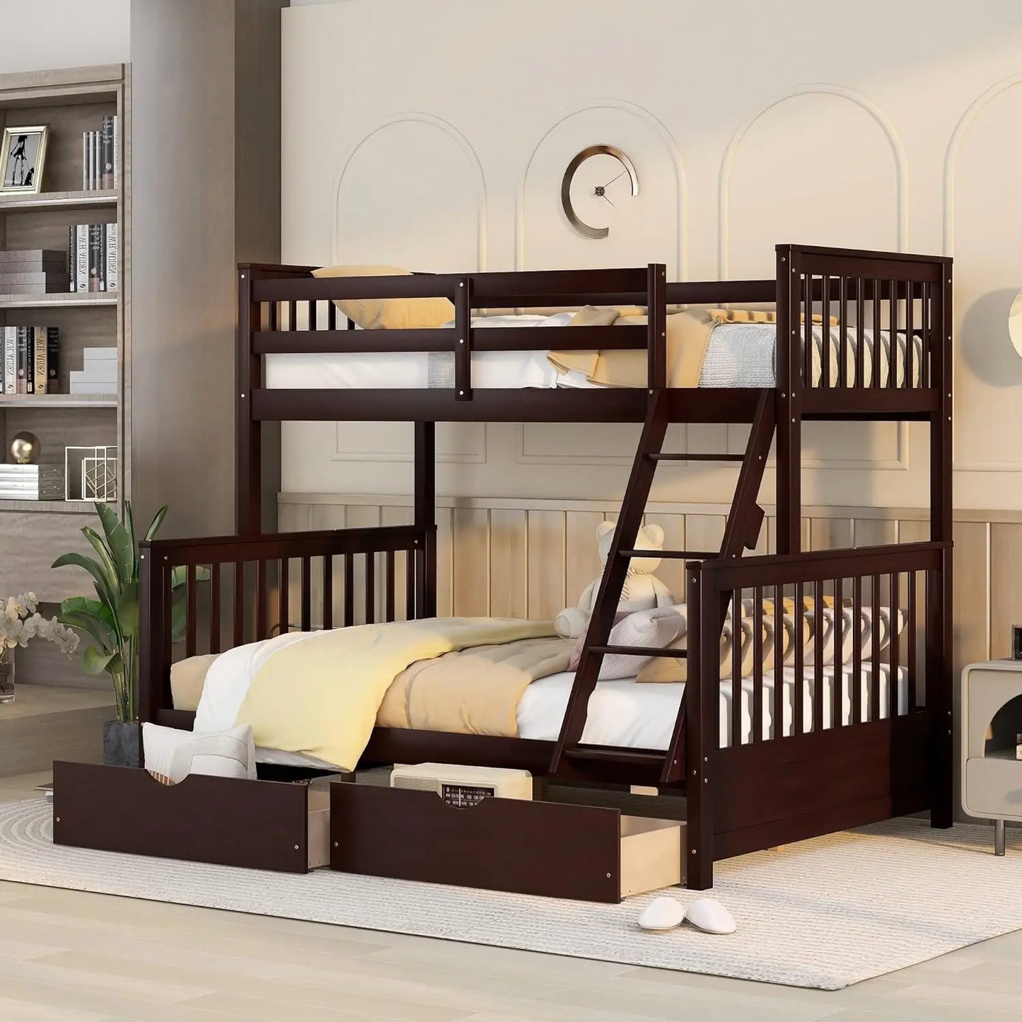 XIAOLANG Twin Over Full Bunk Bed With Drawers And Ladder