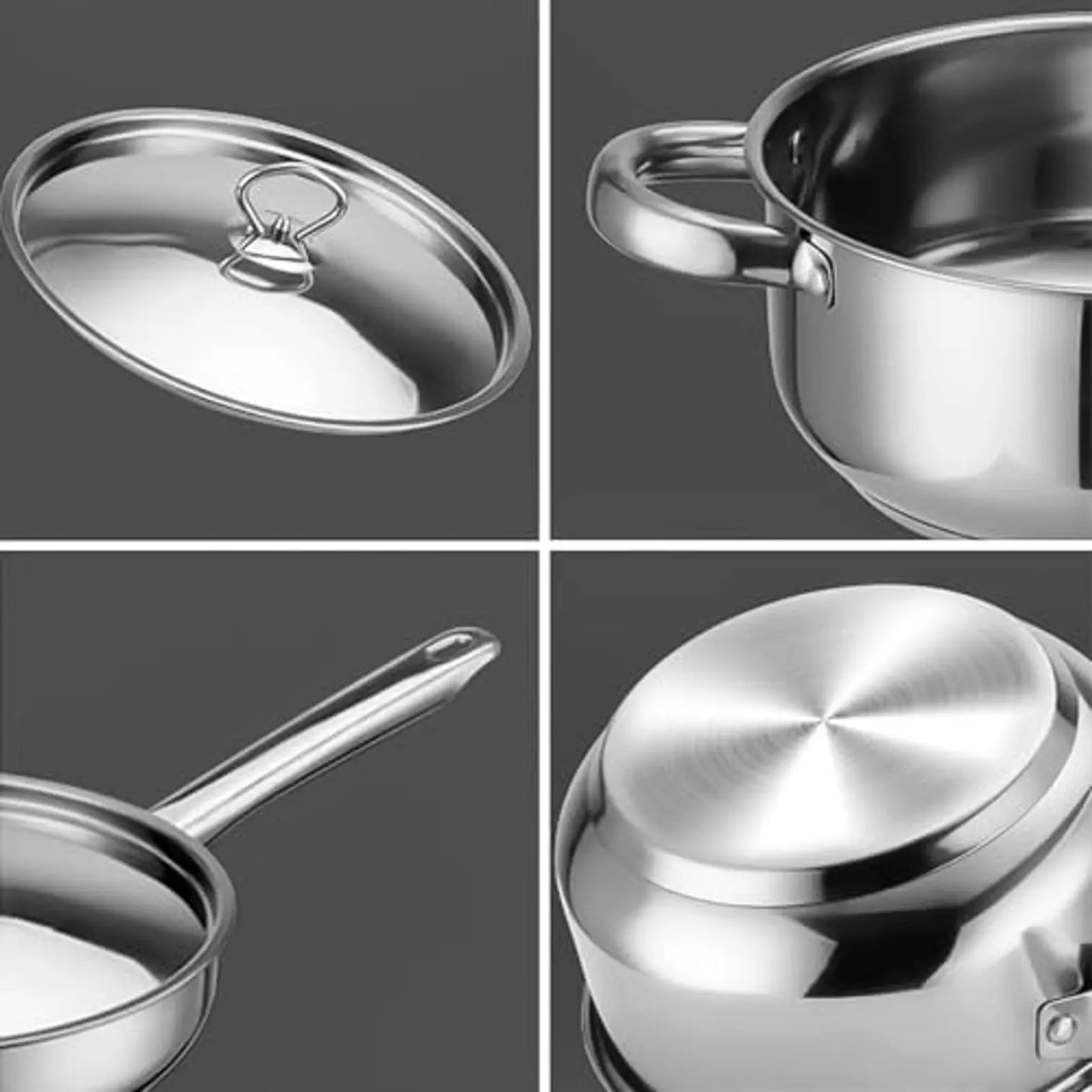 Stainless Steel 15-Piece Cookware Set With Lids And Utensils