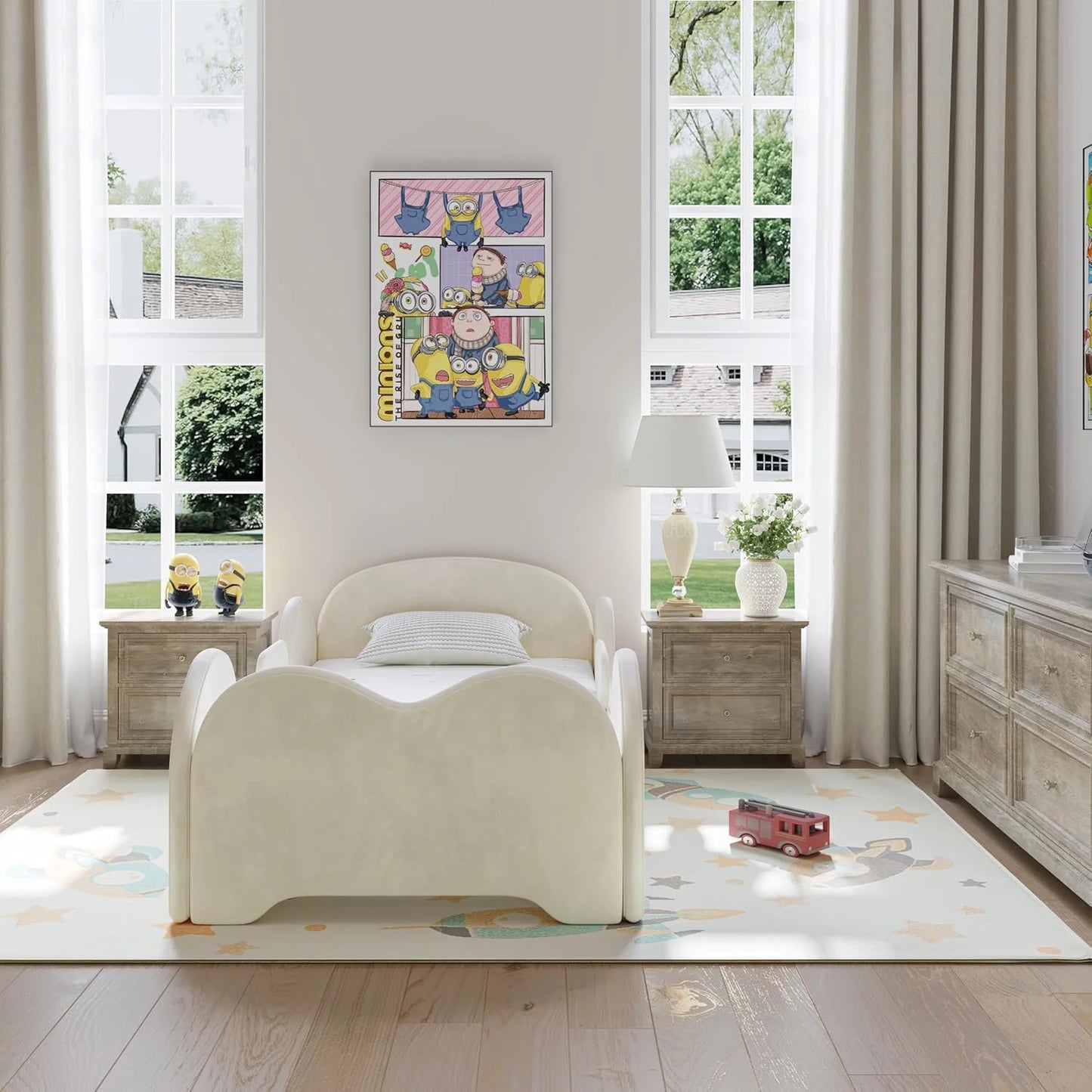 Toddler Floor Bed With Safety Guardrails Low-Height Design