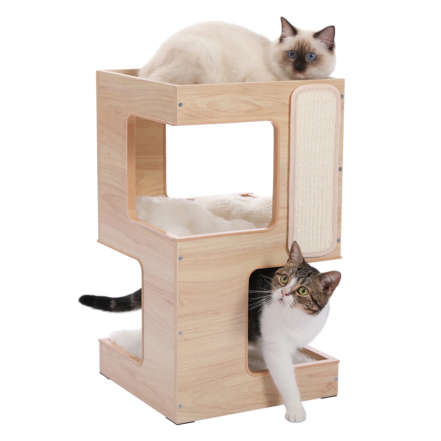 PAWZ Road Wood Cat Condo With Scratching Pad And Soft Mats