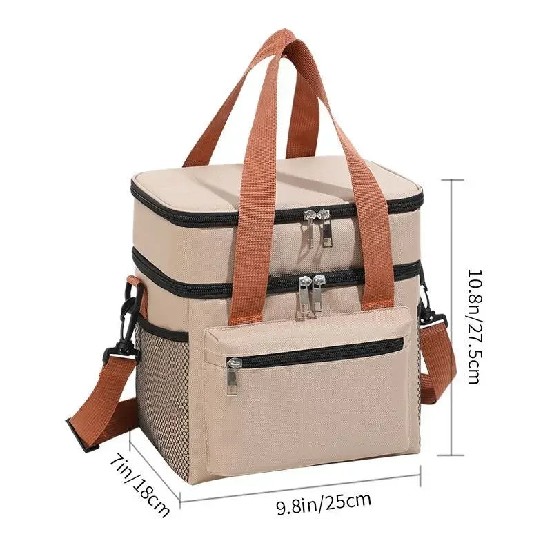 Thermal Lunch Bag With Double Layer Design And Portable Cooler