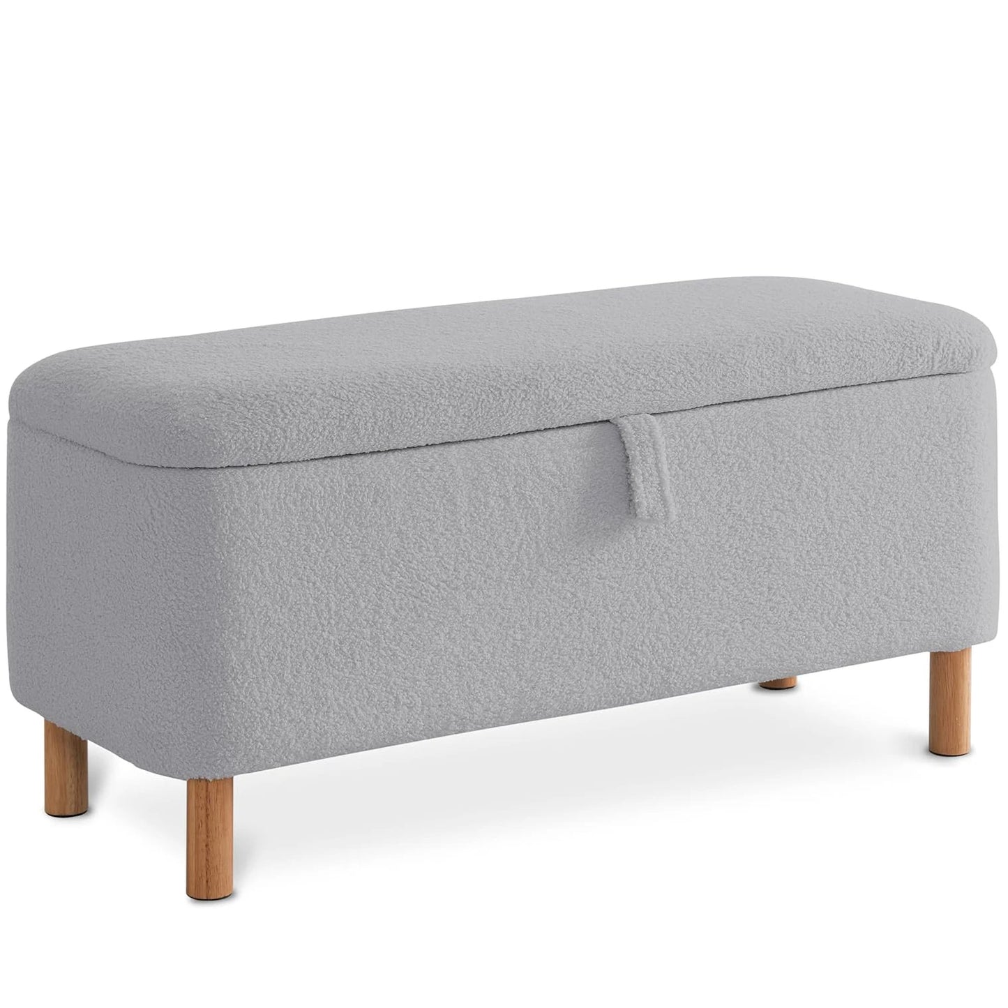 Todrani Boucle Storage Ottoman Bench With Sherpa Upholstery Entryway