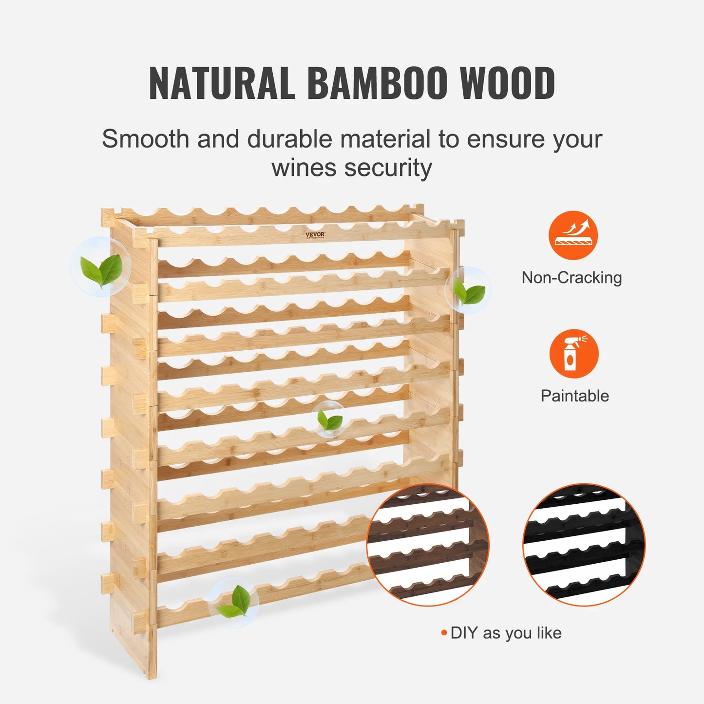 SucceBuy Bamboo Stackable Wine Rack Free Standing Display
