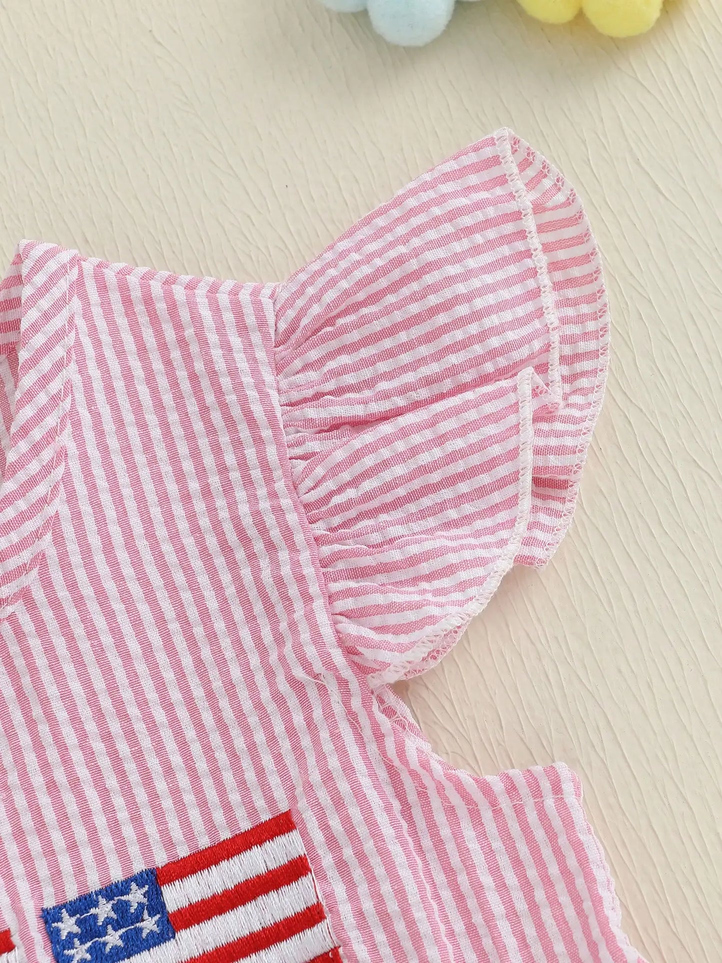 Fourth Of July Toddler Girl American Flag Smocked Dress