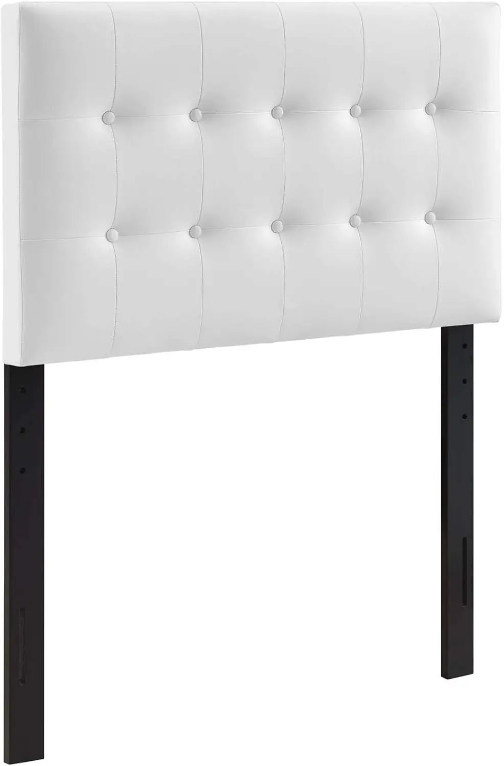 White Tufted Vegan Leather Twin Headboard with Adjustable Height, Elegant Bedroom Decor