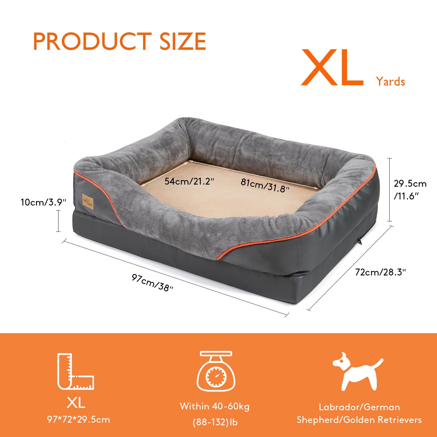 BINGOPAWCN Dog Bed With Removable Washable Cover And Waterproof