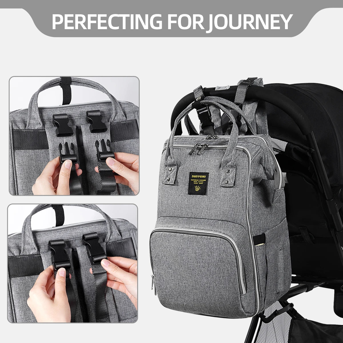 Sunveno Diaper Bag Backpack Multifunction Travel Maternity Baby Changing Bag