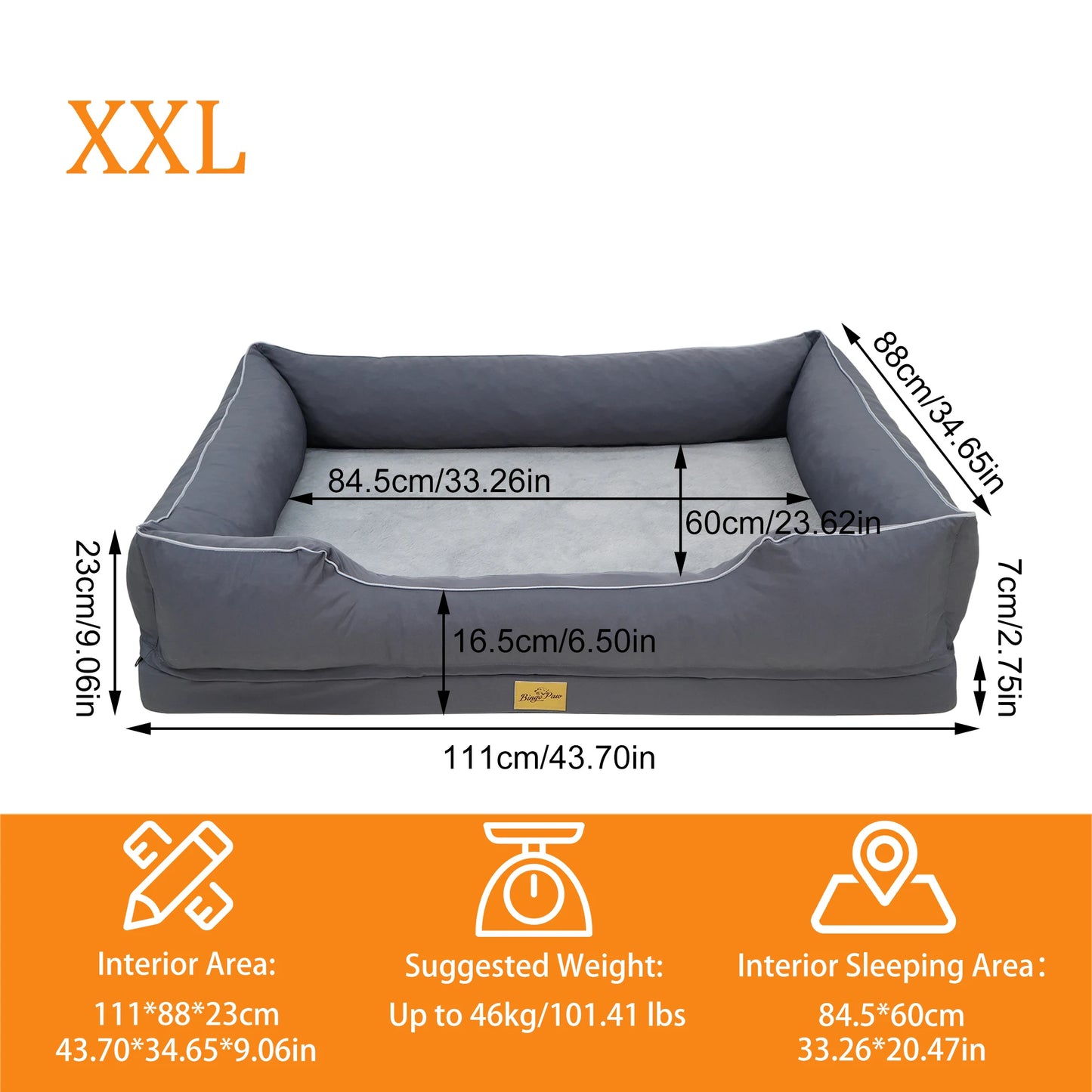 BINGOPAW Waterproof Orthopedic Dog Bed With Removable Cover