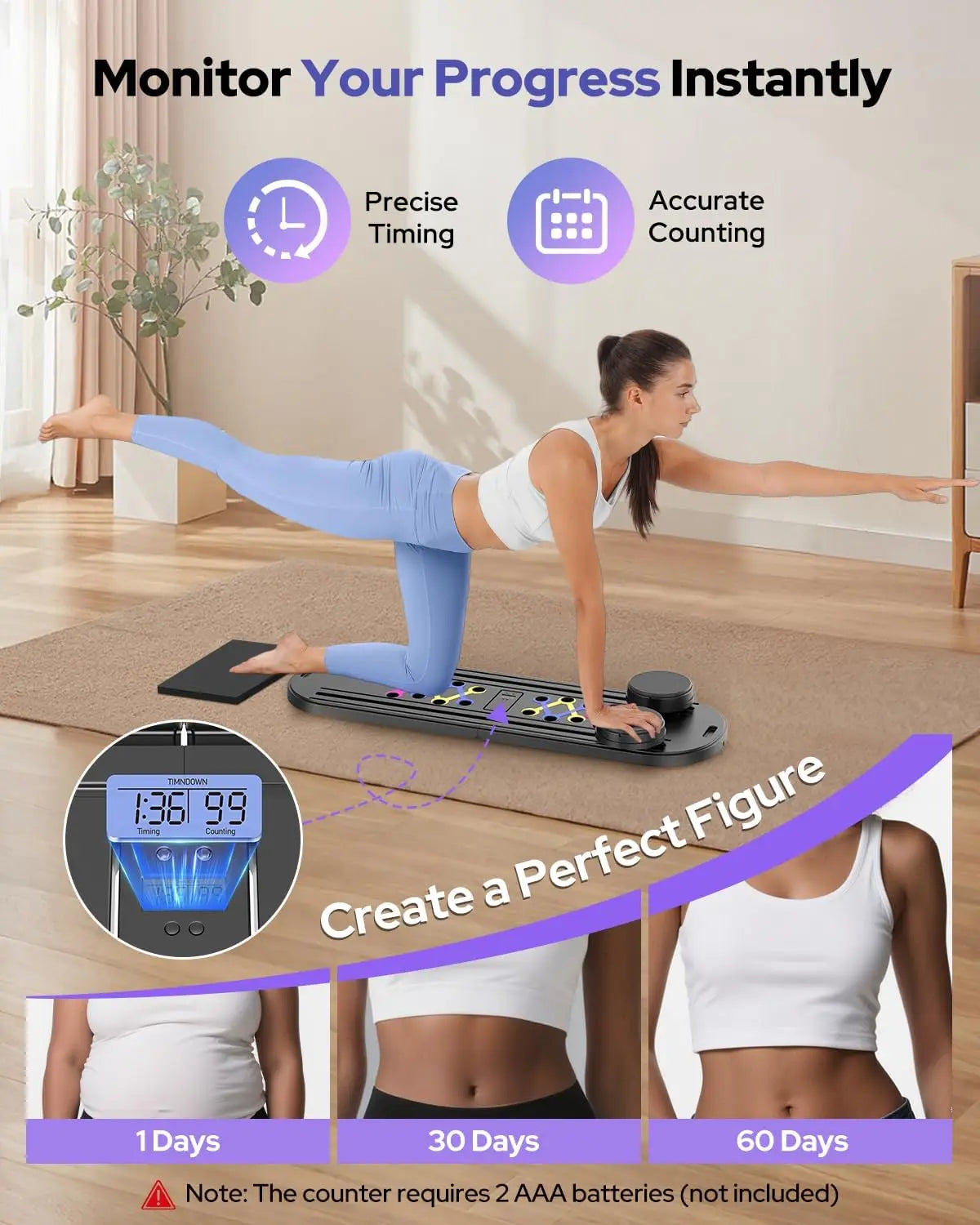 Foldable Pilates Board Reformer Set 7 In 1 Portable Trainer