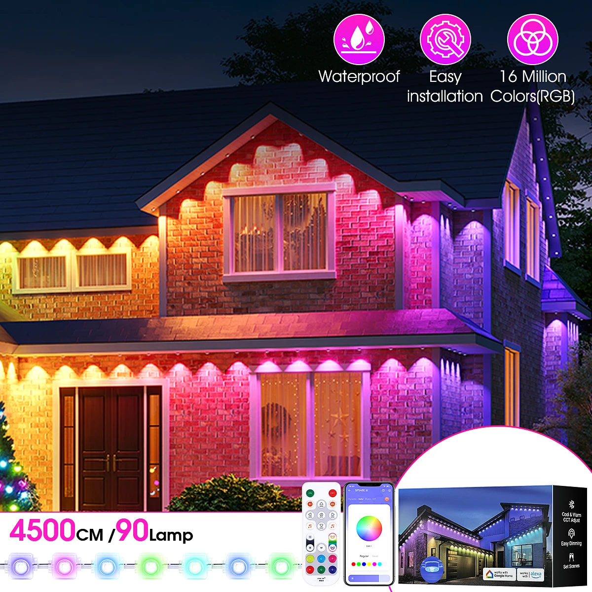 Aiopp RGBIC Outdoor Lights IP67 Waterproof 60/90 LEDs