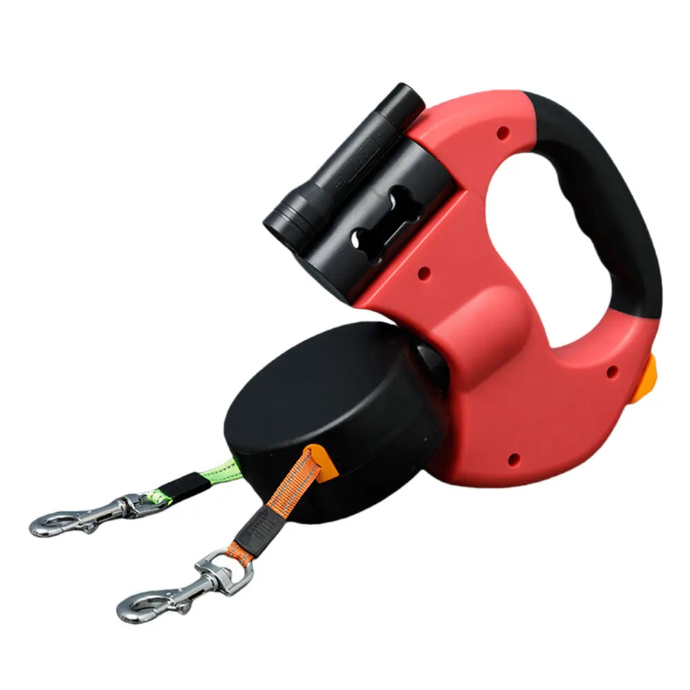 Alloet Double Headed Traction Dog Leash With LED Light Retractable