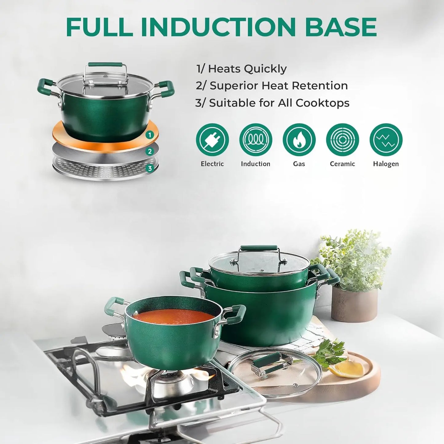 Granite Nonstick Cookware Set Complete Nesting Collection