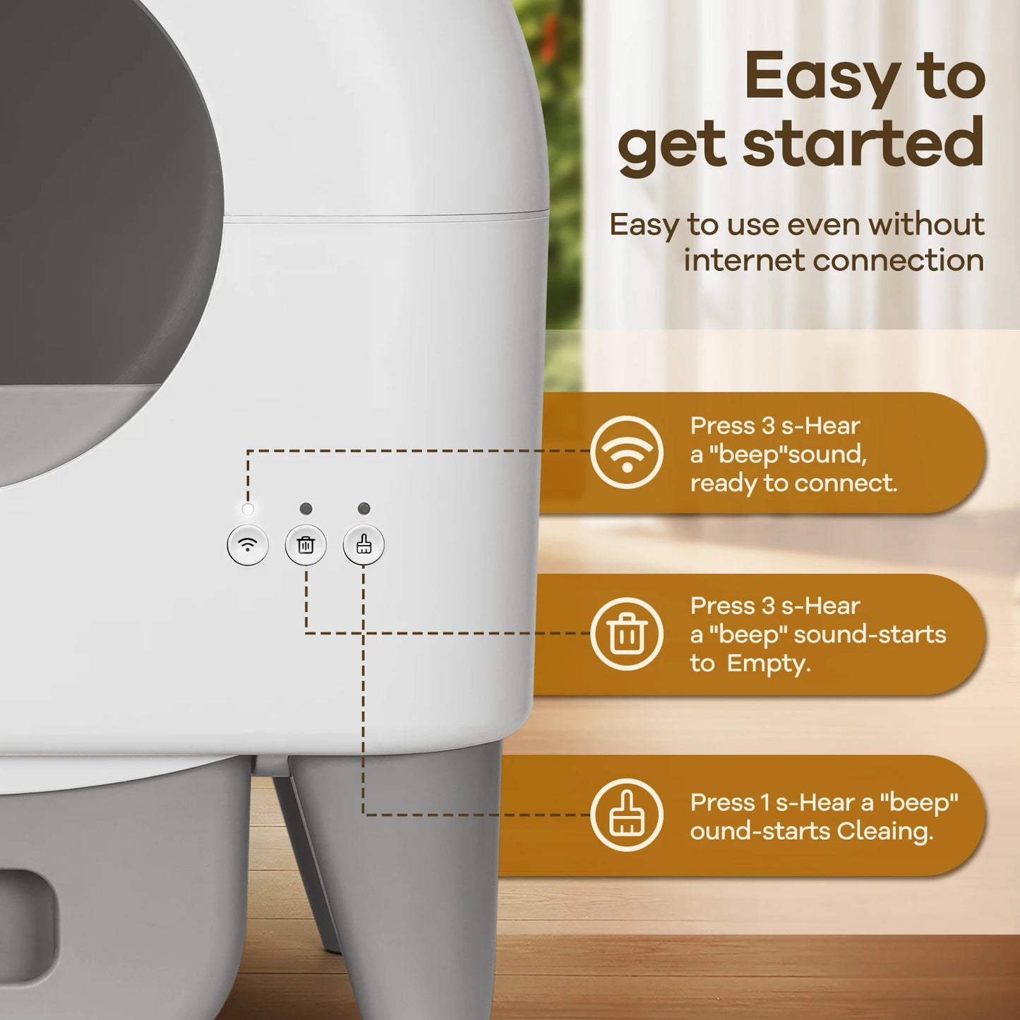 Fumoi Self Cleaning Automatic Cat Litter Box Free Trash Bags