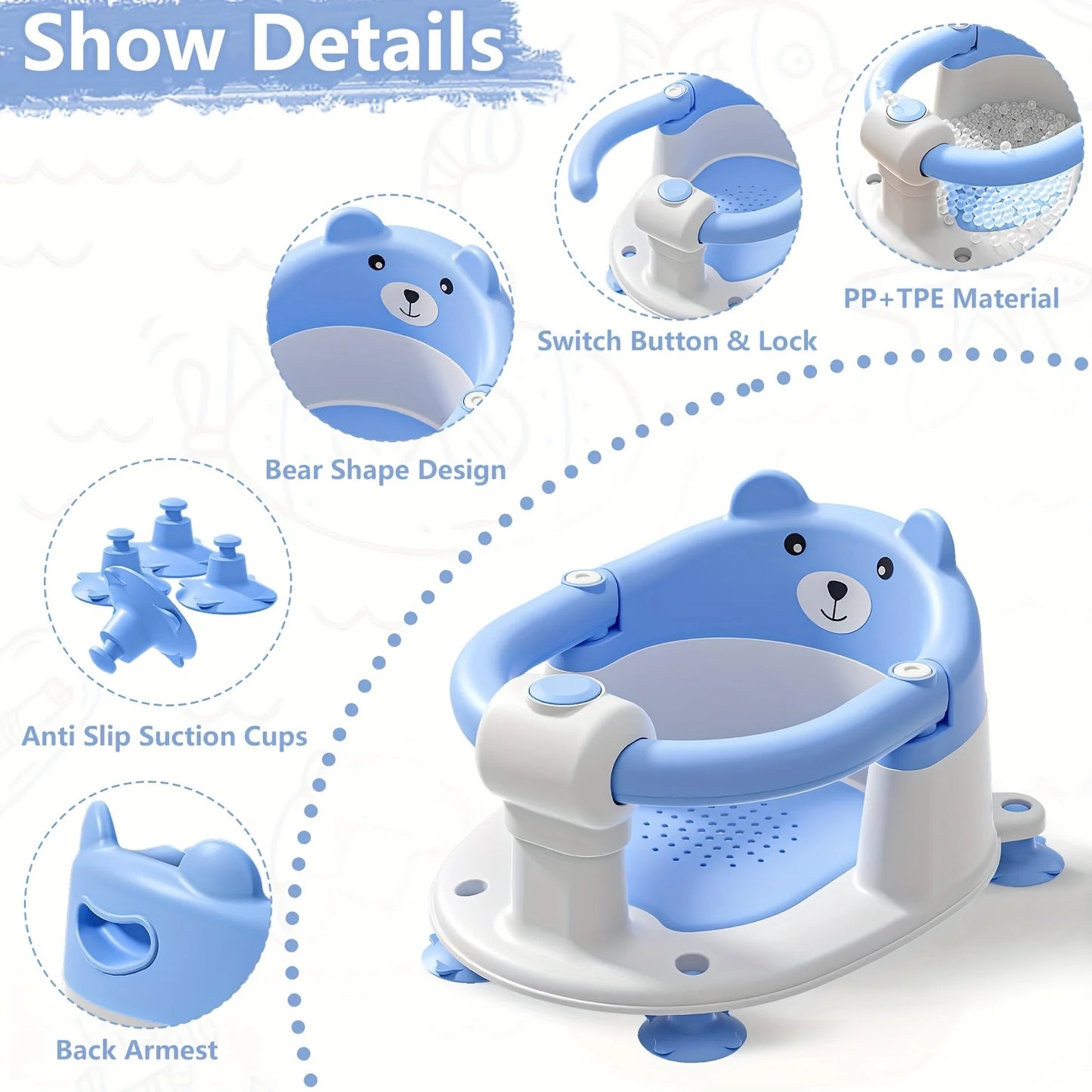 Baby Bath Seat For 6 Months With Non Slip SuctionCup