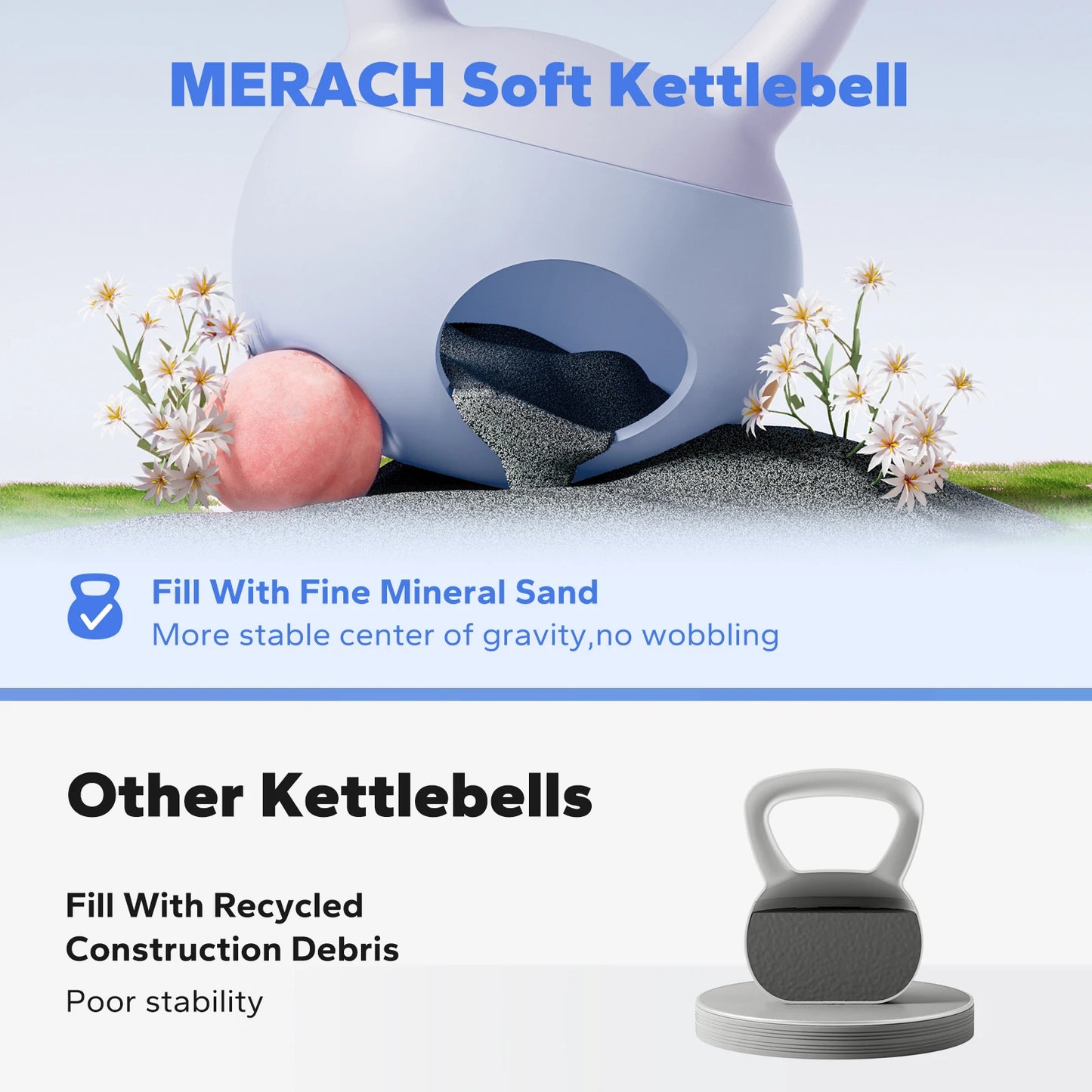 MERACH Soft Kettlebell With Non Slip Wide Grip Handle Sand Filled