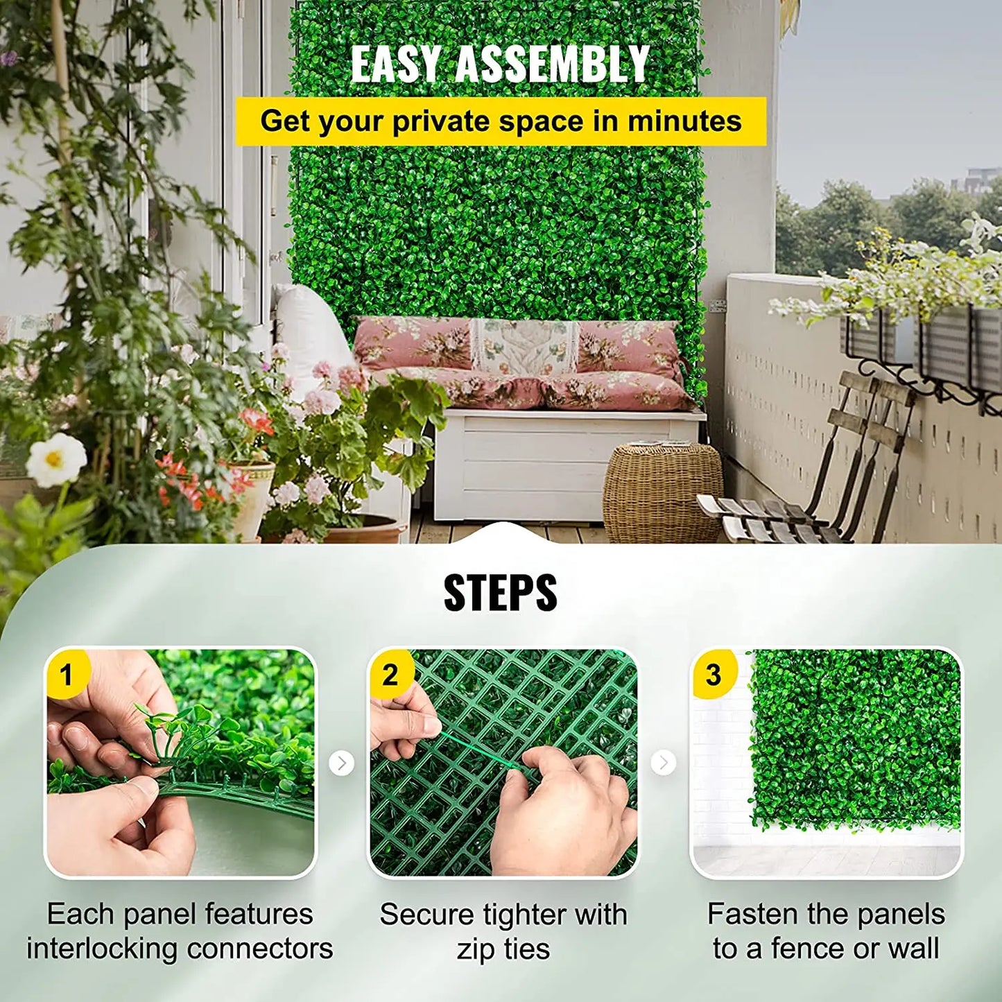 SucceBuy Boxwood Hedge Wall Panels For Artificial Plant Decor