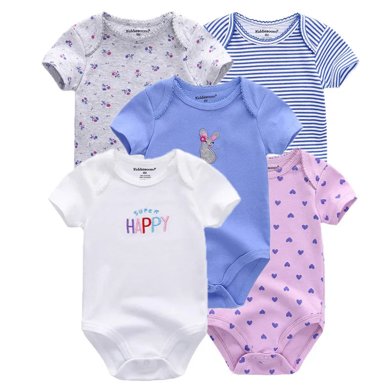 Kiddiezoom Cartoon Cotton Baby Jumpsuit Unisex Summer Outfit For Newborns