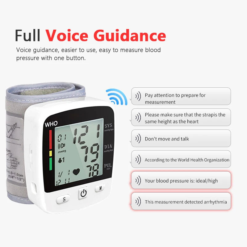 TAKROL Digital Wrist Blood Pressure Monitor with LCD 2x90 Memory