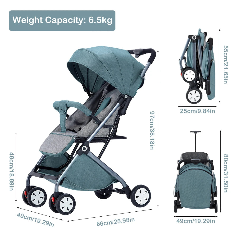 Lightweight Baby Stroller With Five Point Harness And Adjustable Backrest