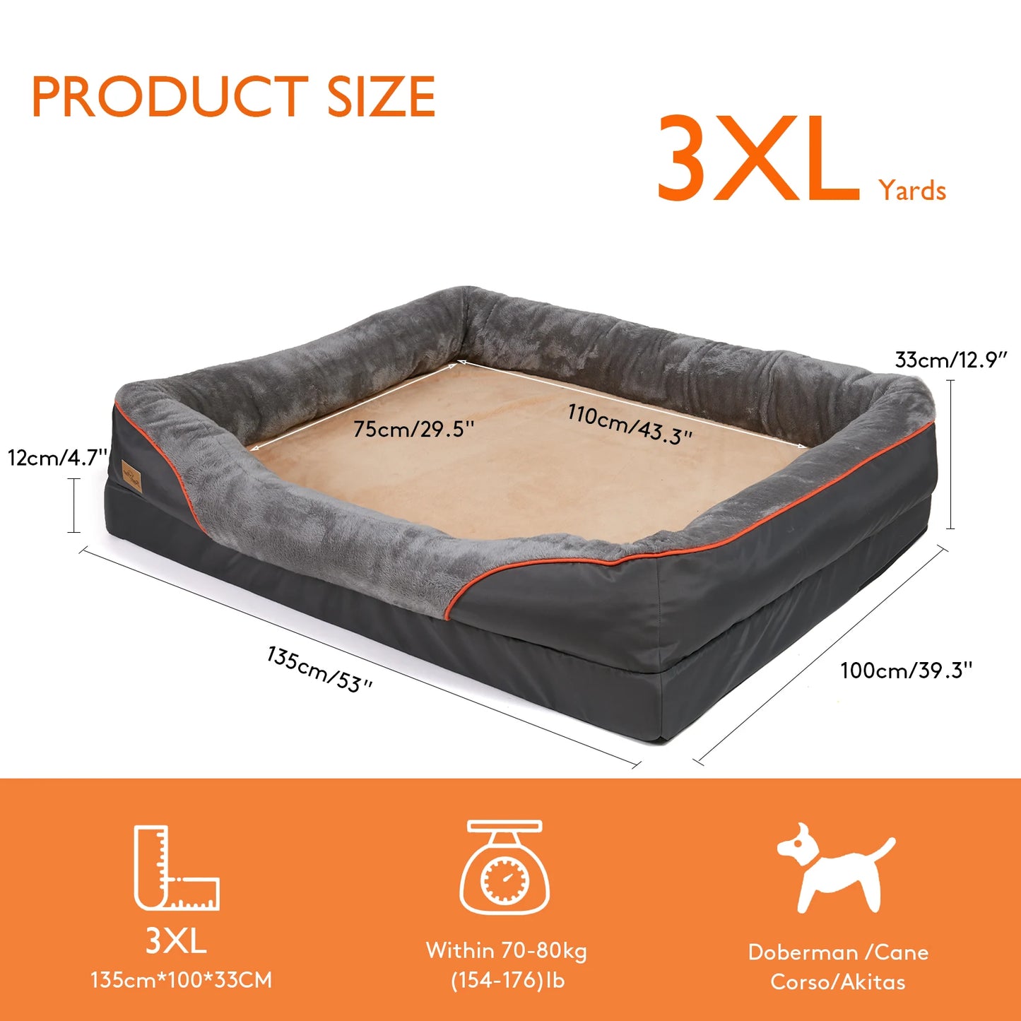 BINGOPAW Waterproof Dog Bed With Removable Washable Fleece Cover