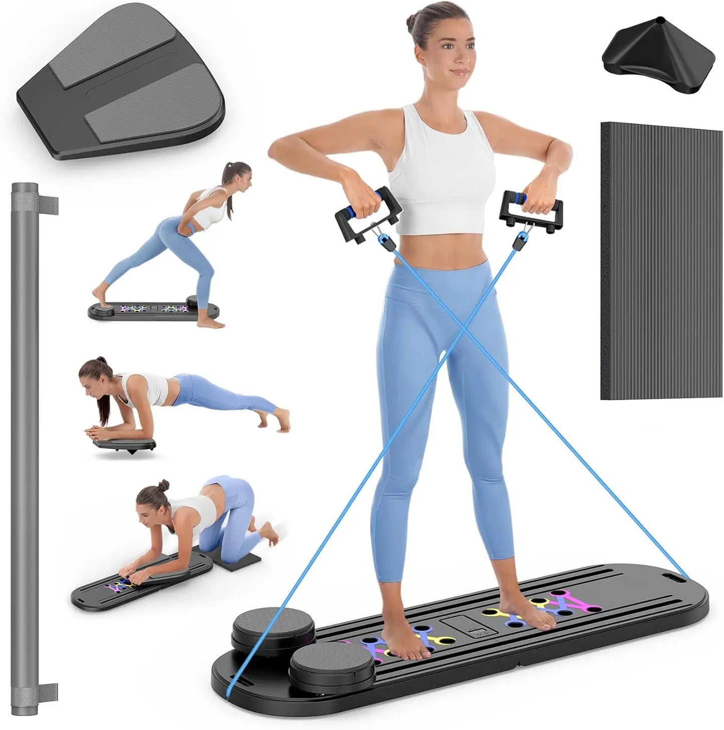 Foldable Pilates Board Reformer Set 7 In 1 Portable Trainer