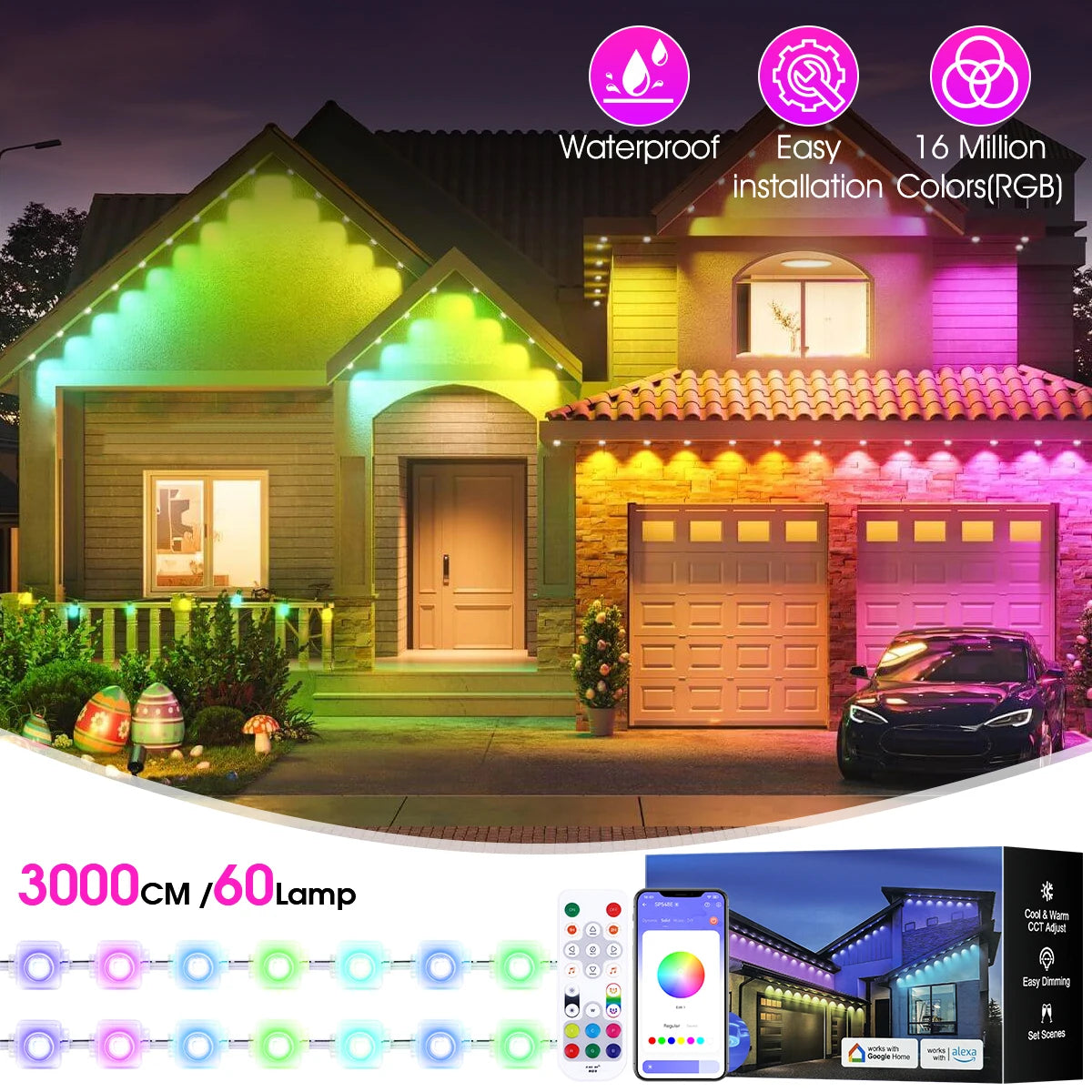 Aiopp RGBIC Outdoor Lights IP67 Waterproof 60/90 LEDs