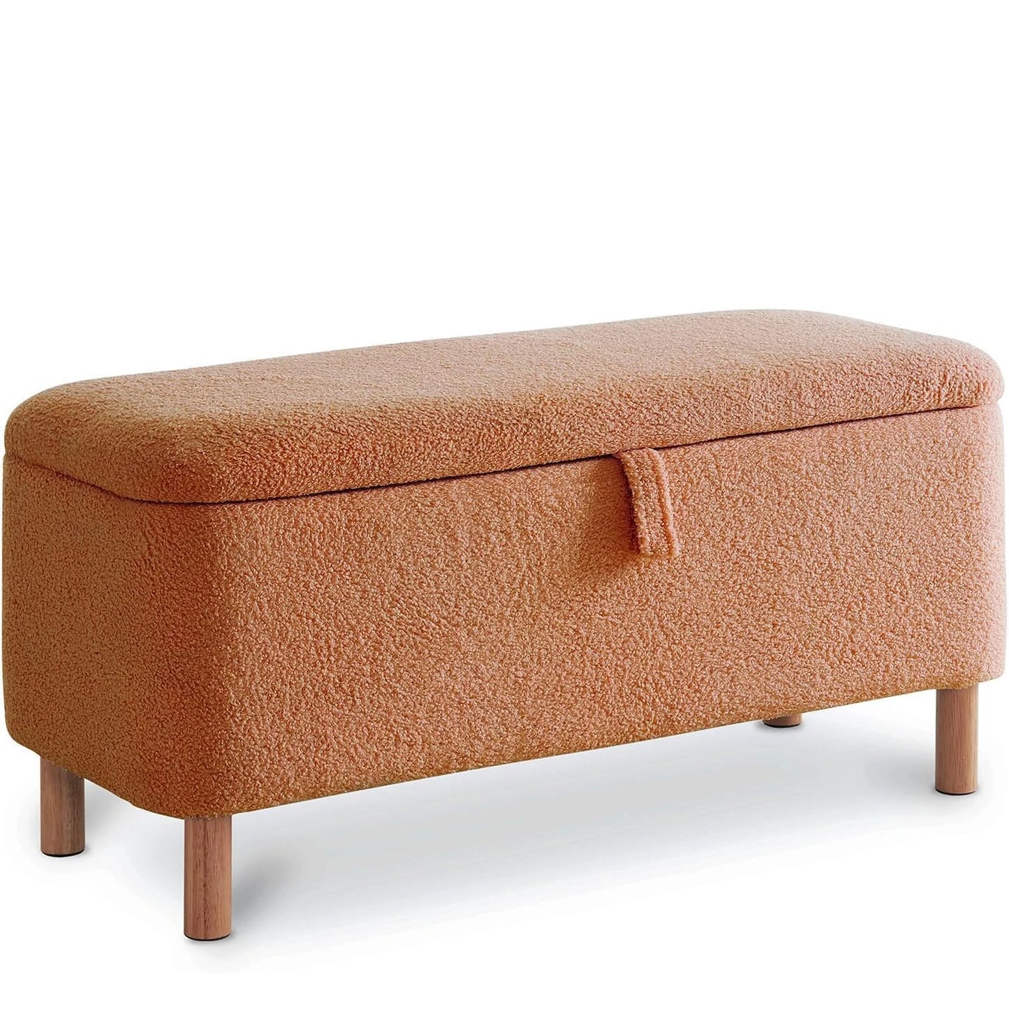 Todrani Boucle Storage Ottoman Bench With Sherpa Upholstery Entryway