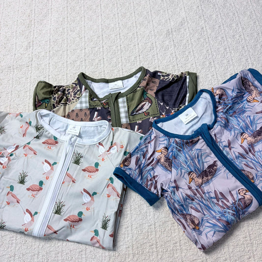 Baby Boy Summer Zipper Romper With Duck Design