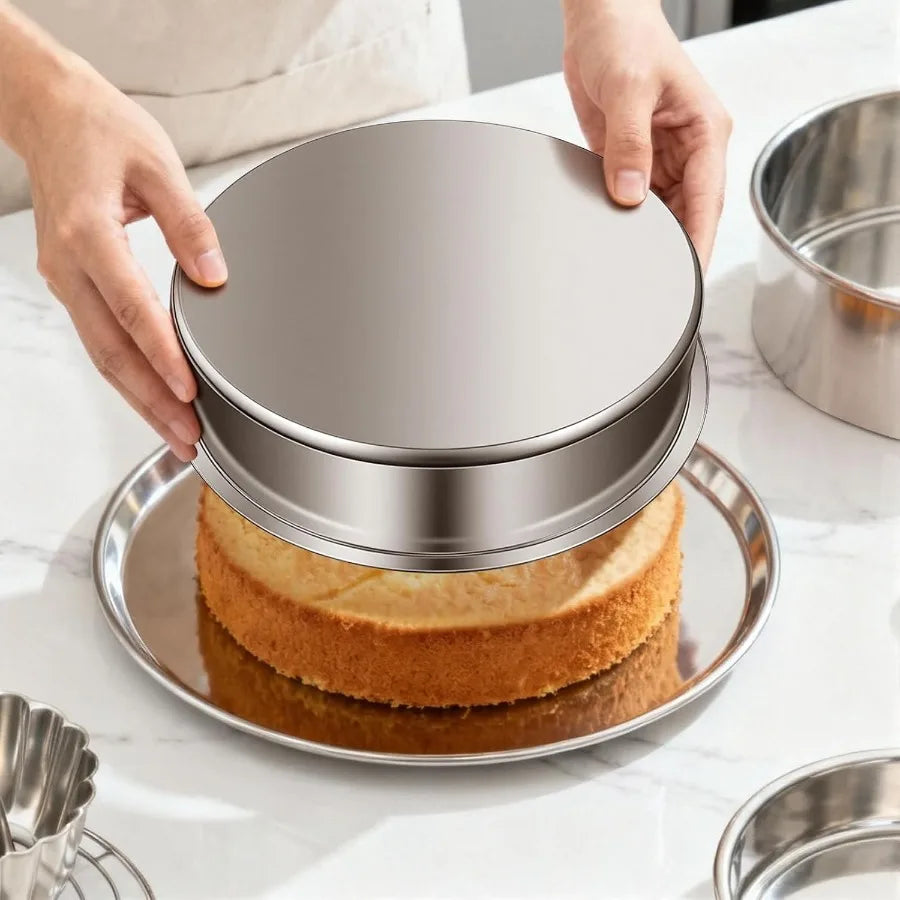 SHXI Stainless Steel Cake Pan Set of 4 Dishwasher Safe