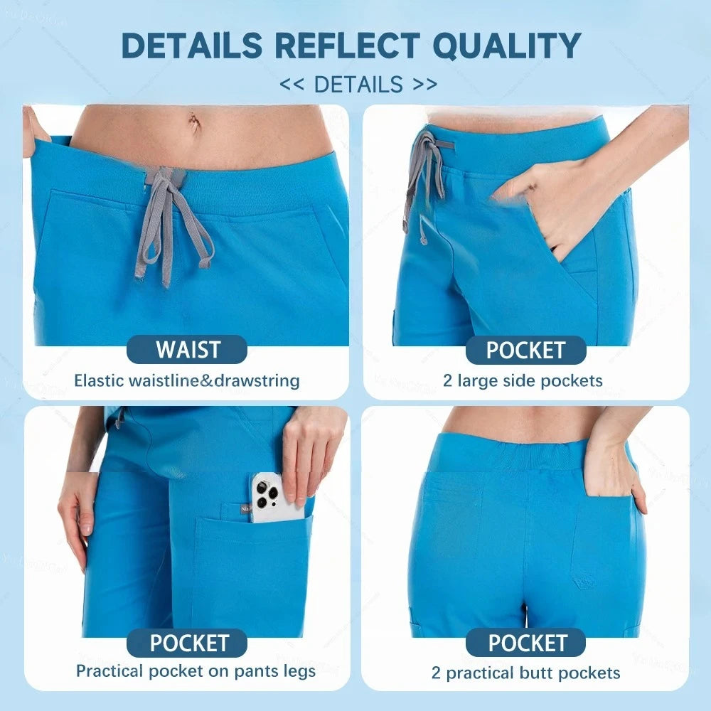 Nurse Scrub Set Women Men Jogger Pants Medical Uniforms