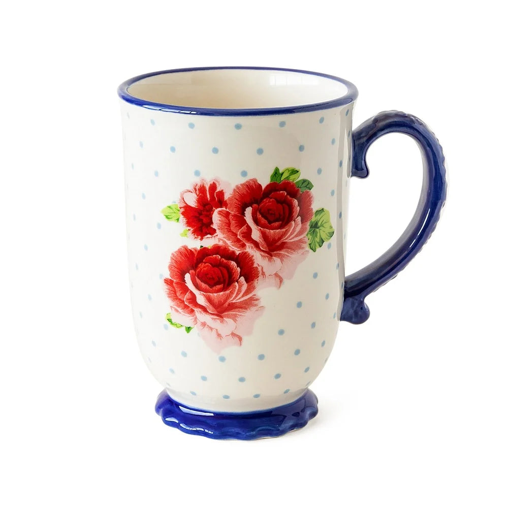 Heritage Floral 4-Piece Mug Set Stoneware Kitchen Essentials