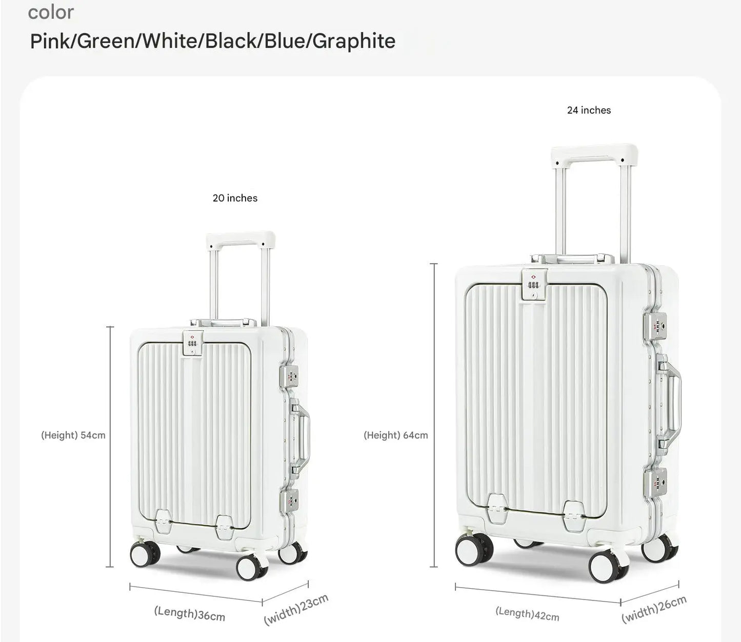 Trolley Luggage Rolling Case With Combination Lock