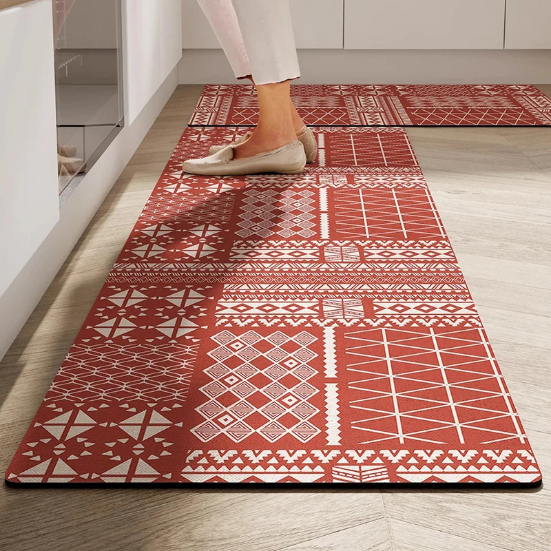 Kitchen Carpet Anti-slip Oil-proof Dirt-resistant Rug PVC Leather Waterproof Floor Mats Long Size Flower Home Decoration Mat 양탄자