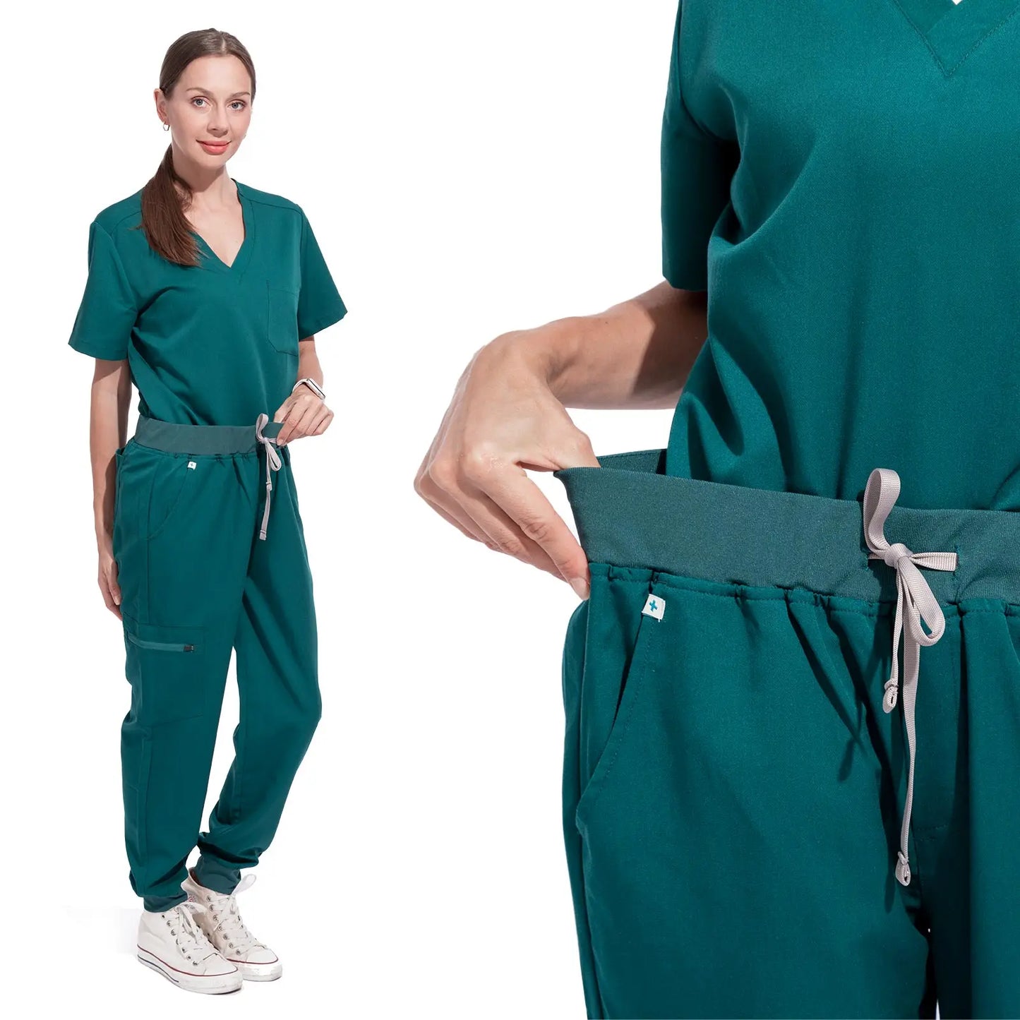 V Neck Women's Nurse Scrubs Set Top And Pants