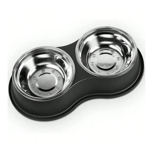 Double Dog Water And Food Bowls Stainless Steel NonSlip Base