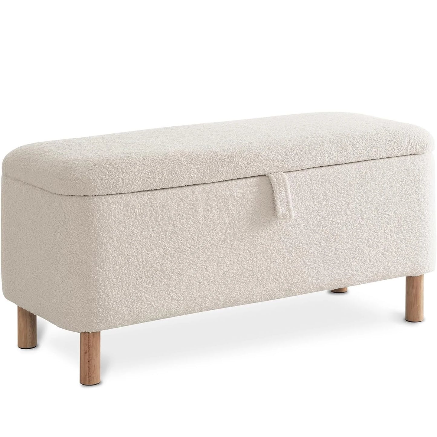 Todrani Boucle Storage Ottoman Bench With Sherpa Upholstery Entryway