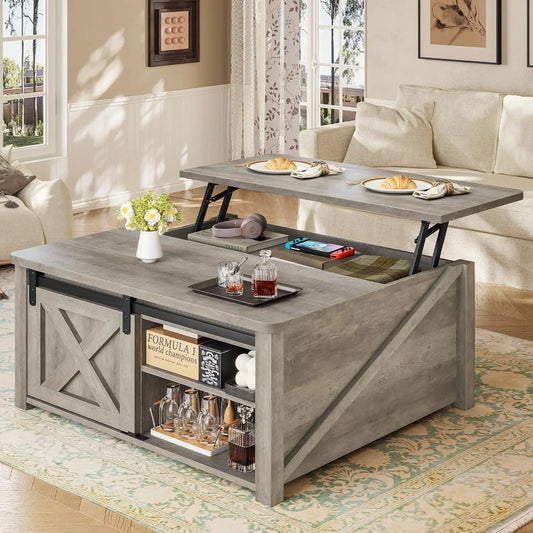 31.5" Lift Top Coffee Table with Storage, Square Coffee Tables for Living Room, Farmhouse Coffee Table with Large, Customized