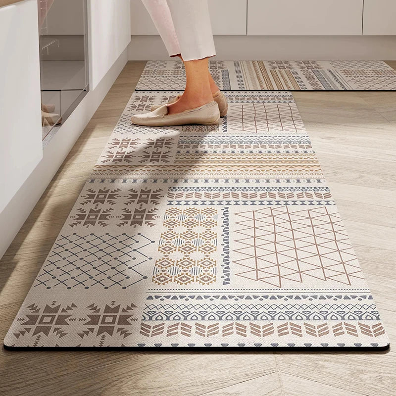 Kitchen Carpet Anti-slip Oil-proof Dirt-resistant Rug PVC Leather Waterproof Floor Mats Long Size Flower Home Decoration Mat 양탄자