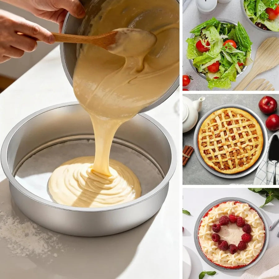 SHXI Stainless Steel Cake Pan Set of 4 Dishwasher Safe
