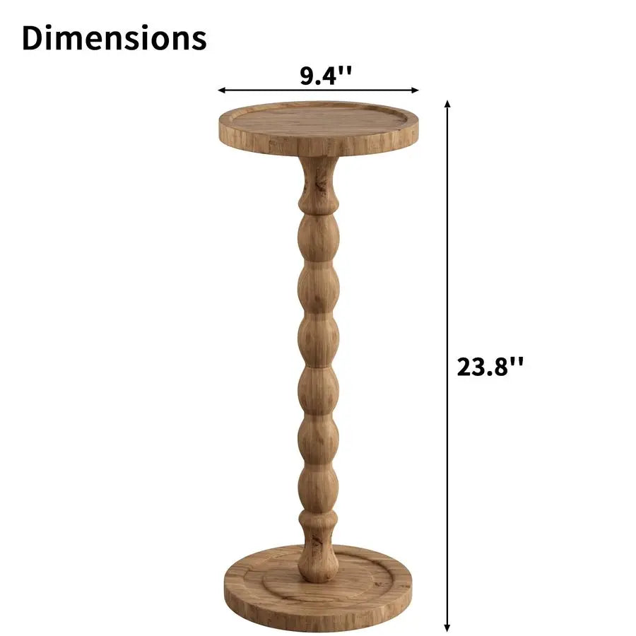 Side Table, Rubberwood Drink Table for Small Spaces, Solid Wood Pedestal Coffee Tables, Round End Tables for Living Room, Sofa C