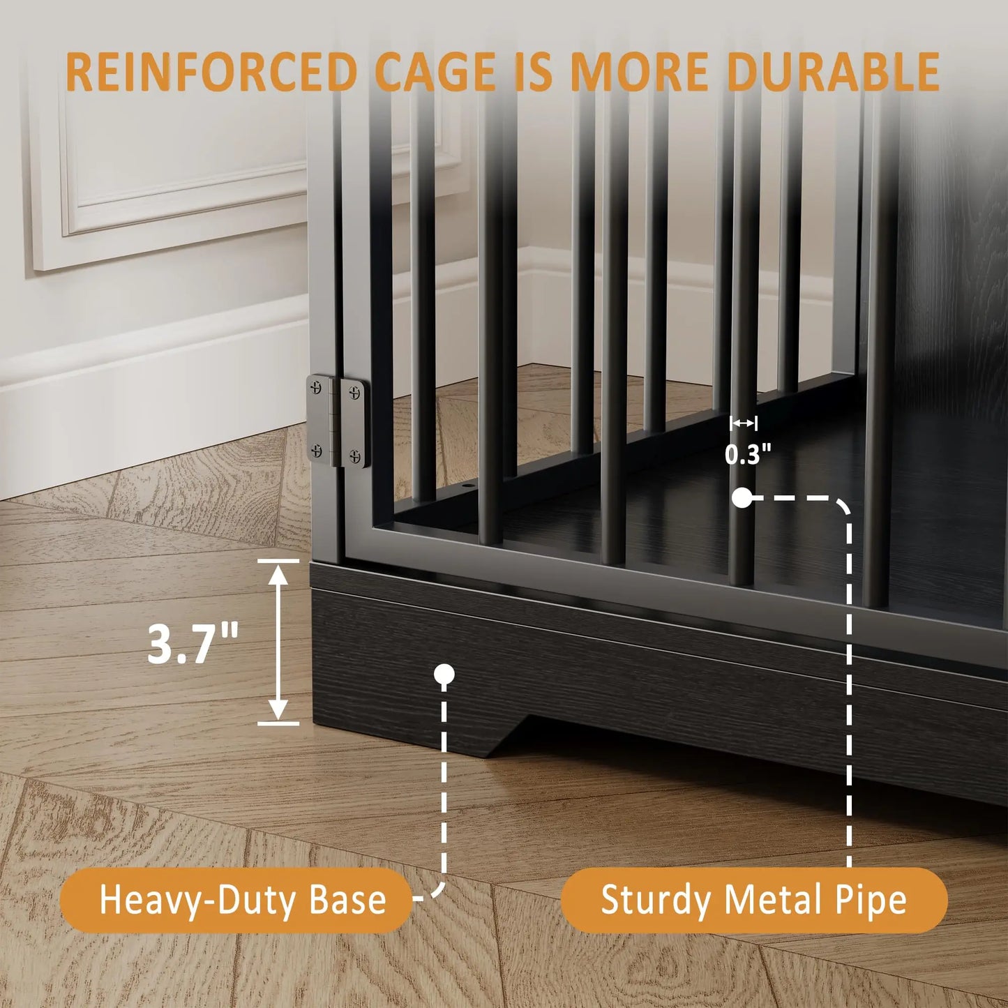 HiMISS Farmhouse Wooden Dog Crate with Storage and Feeding Station