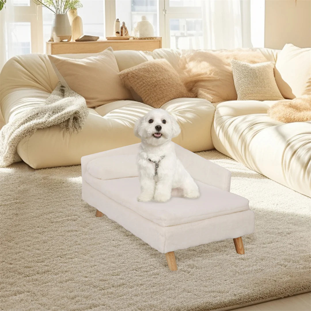 BINGOPAW L-Shape Cat Sofa Bed With Wooden Legs Plush Furniture