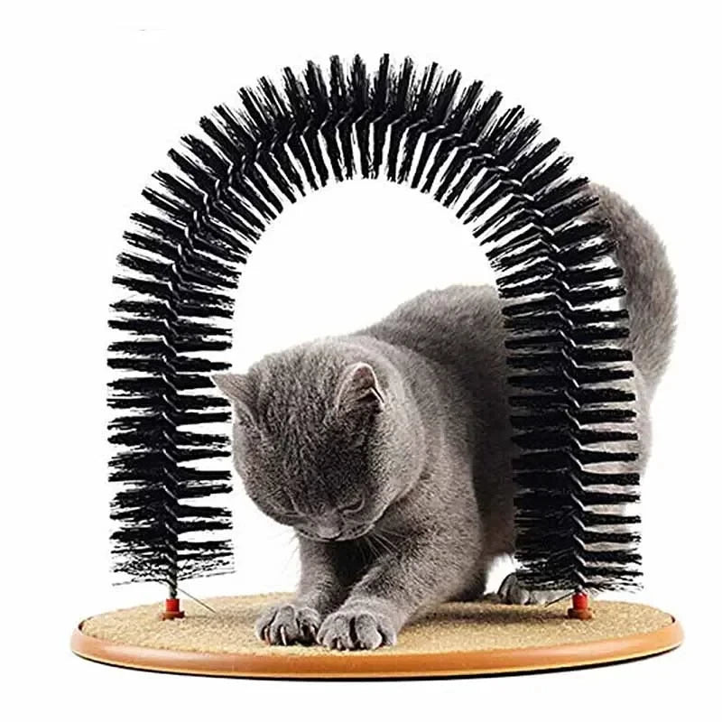 Cat Self-Grooming Arch Toy With Massage Brush And Scratching Pad
