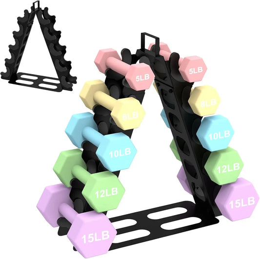 5-Tier A-Frame Dumbbell Rack With Handle For Home Gym