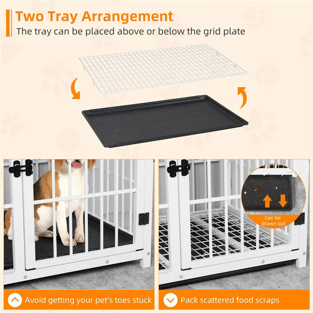 BINGOPAW Heavy Duty Metal Kennel End Table Crate Three Doors