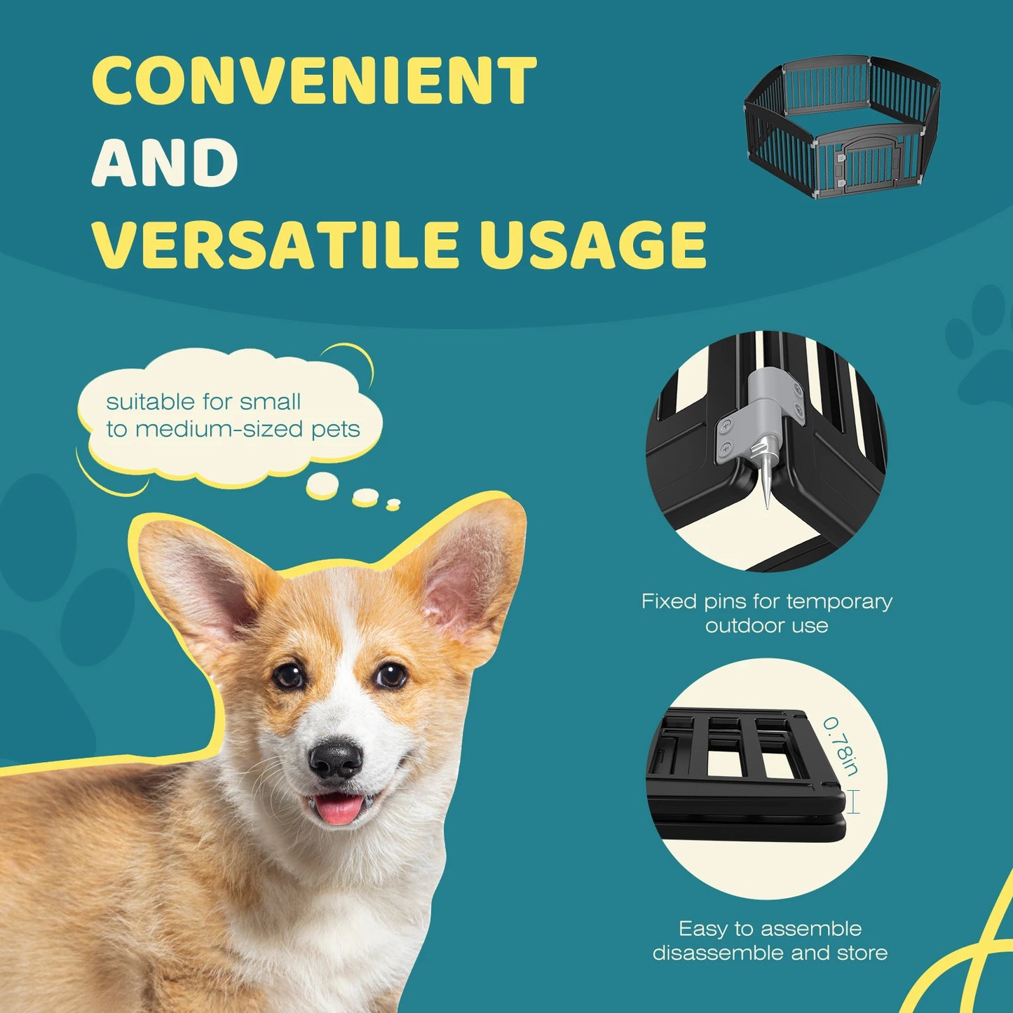 JHK Plastic Dog Playpen Portable Indoor Outdoor Expandable for Pets