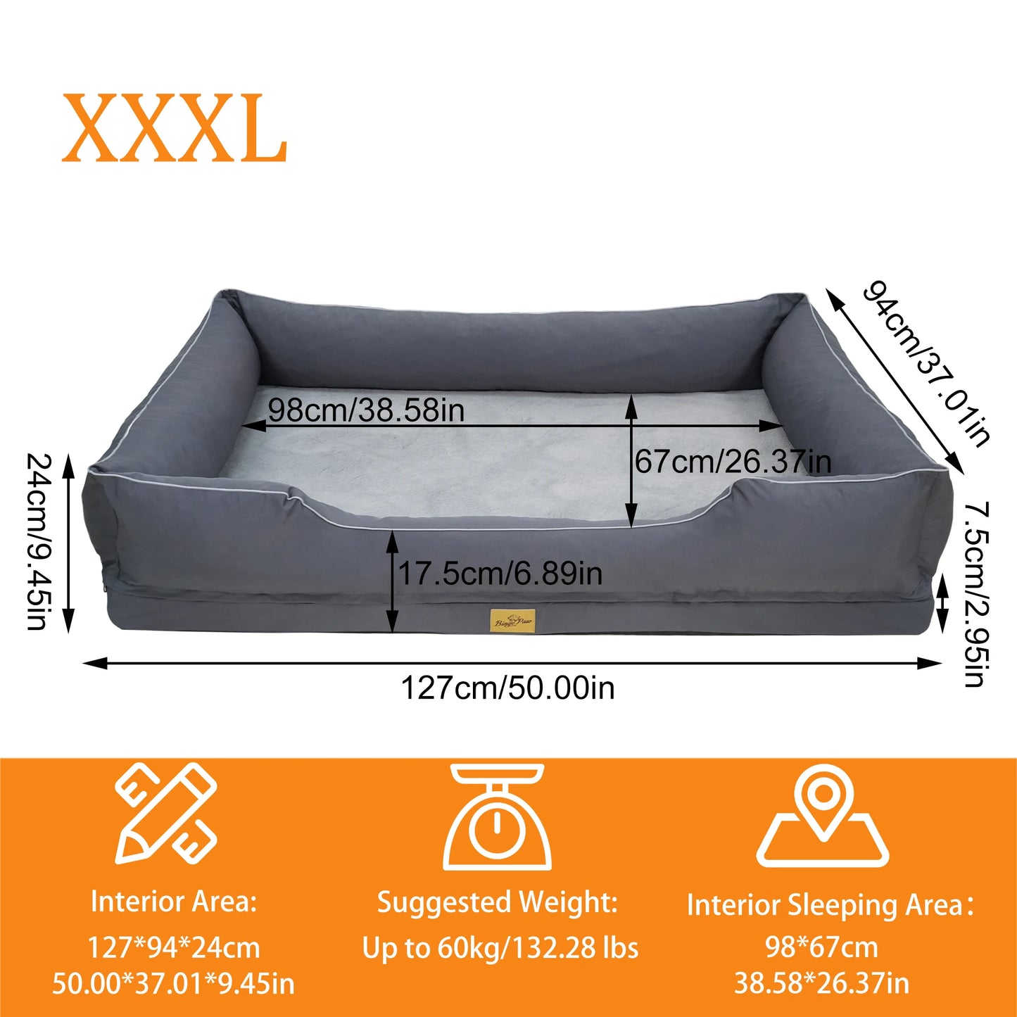 BINGOPAW Waterproof Orthopedic Dog Bed With Removable Cover