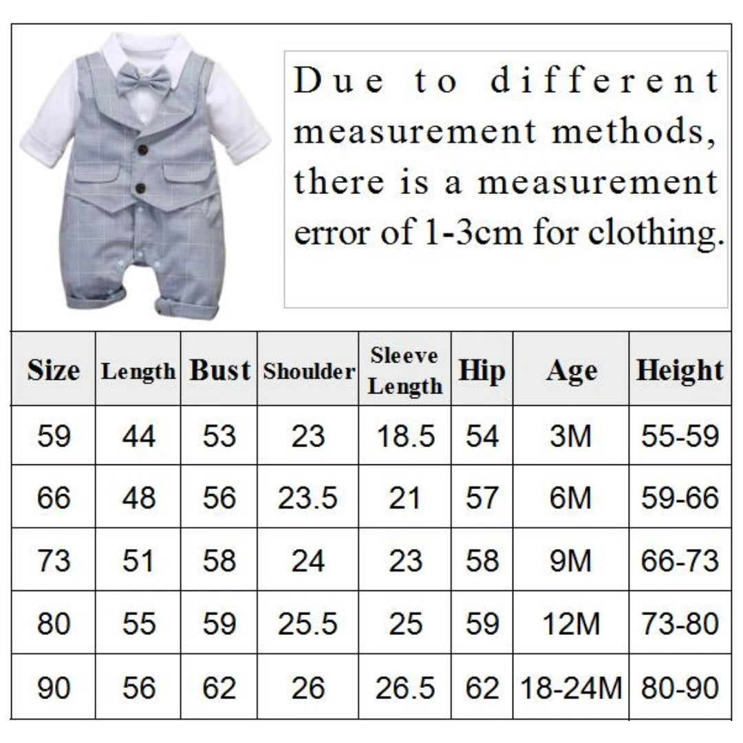 Kabeier Plaid Cotton Toddler Boy Formal Romper Vest Outfit