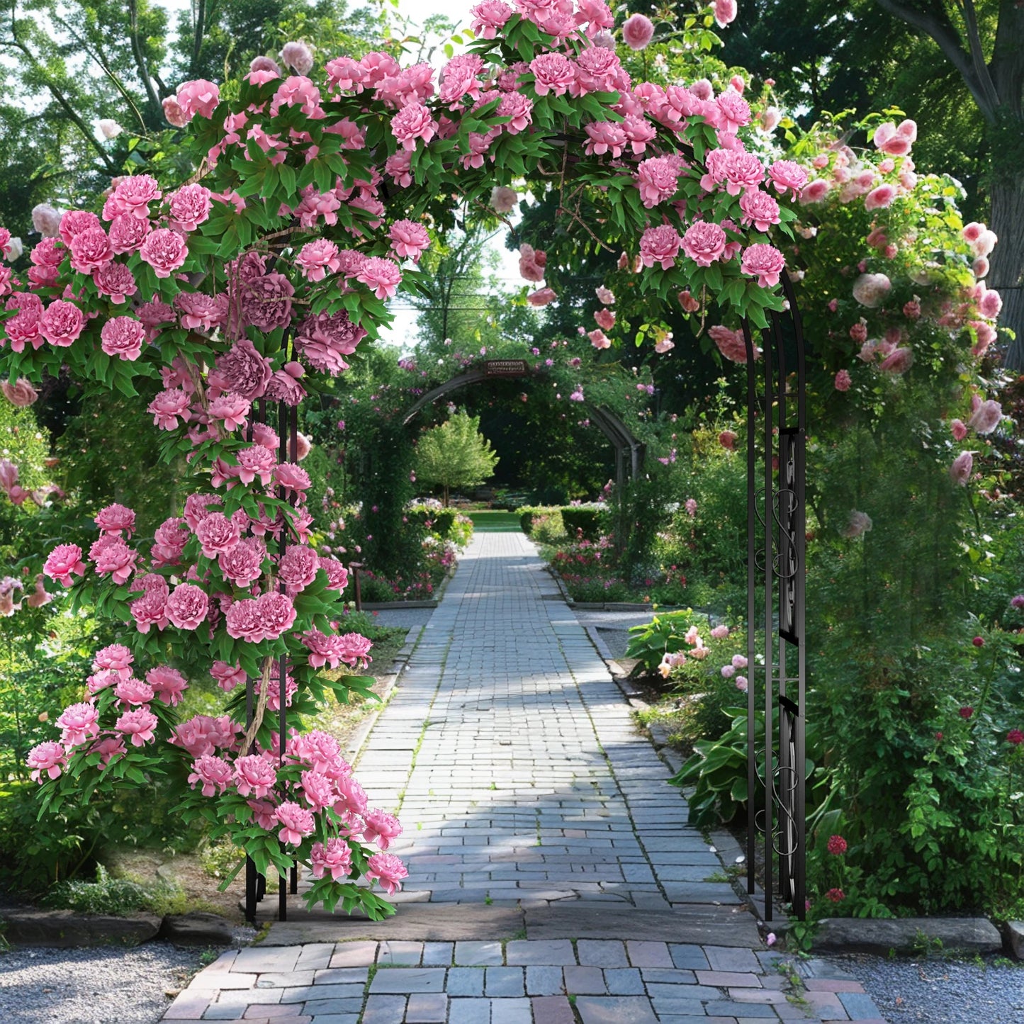 Powder Coated Metal Garden Arbor Trellis For Climbing Plants Heavy Duty
