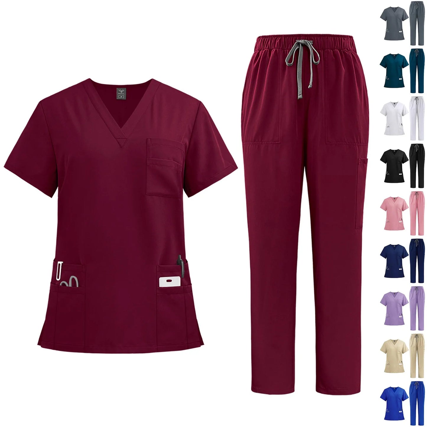 Eillysevens Women's Quick Dry Nurse Uniform Set V Neck